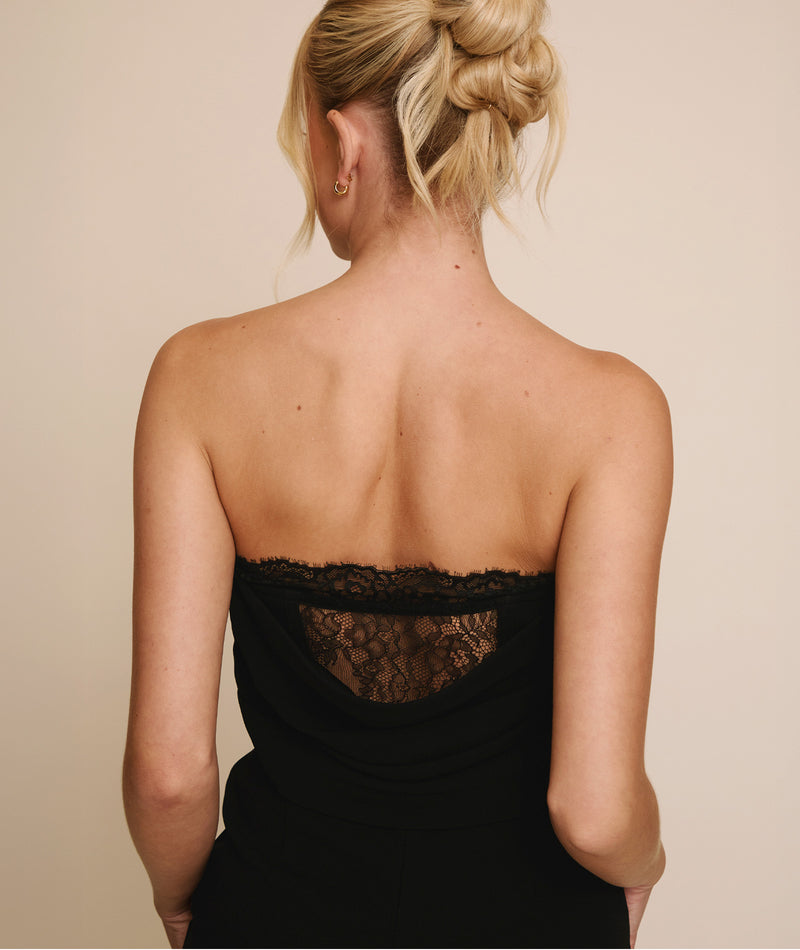 Lace Boned Bandeau Midi Dress - Black | Black Tie | Black Midi Dresses- Size US 8 Lace Boned Bandeau Midi Dress - Black | Black Tie | Black Midi Dresses- Size US 8