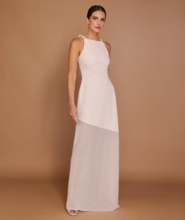 Sheer Hem Maxi Dress - Pale Pink