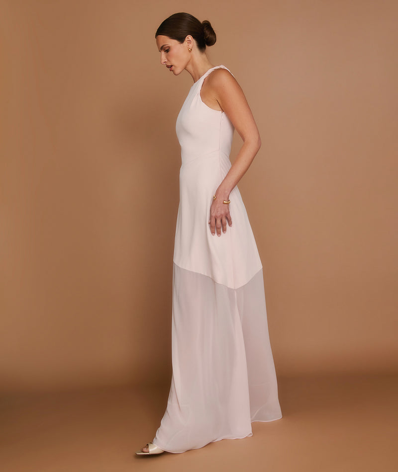 Sheer Hem Maxi Dress - Pale Pink
