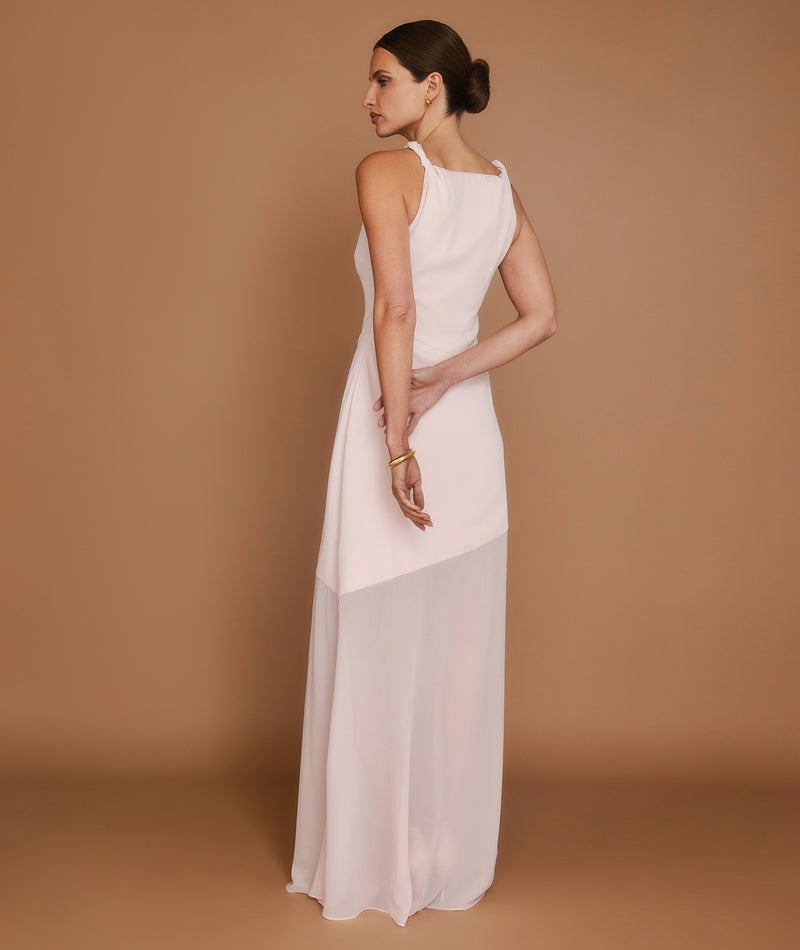 Sheer Hem Maxi Dress - Pale Pink
