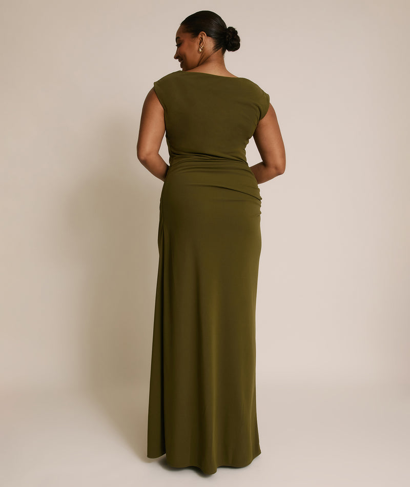 Cowl Wrap Neck Stretch Sculpt Bridesmaid Dress - Fern Green Six Stories Cowl Wrap Neck Stretch Sculpt Bridesmaid Dress - Fern Green Six Stories