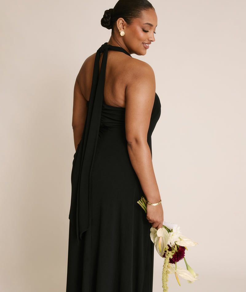 black halter top bridesmaid dresses Pretty Chiffon Lace A Line Long trendtydresses The Six Stories Bridesmaid satin halter neck maxi dress in black offers a sophisticated and elegant choice for special occasions Halter Neck Satin Bridesmaid Dress