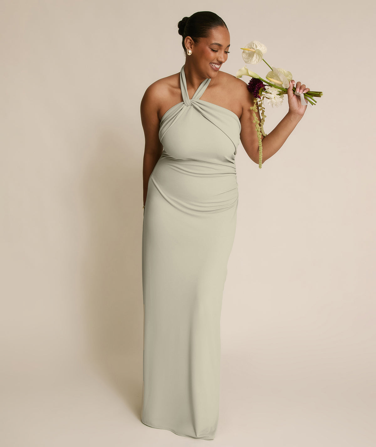 Twist Back Satin Bridesmaid Dress