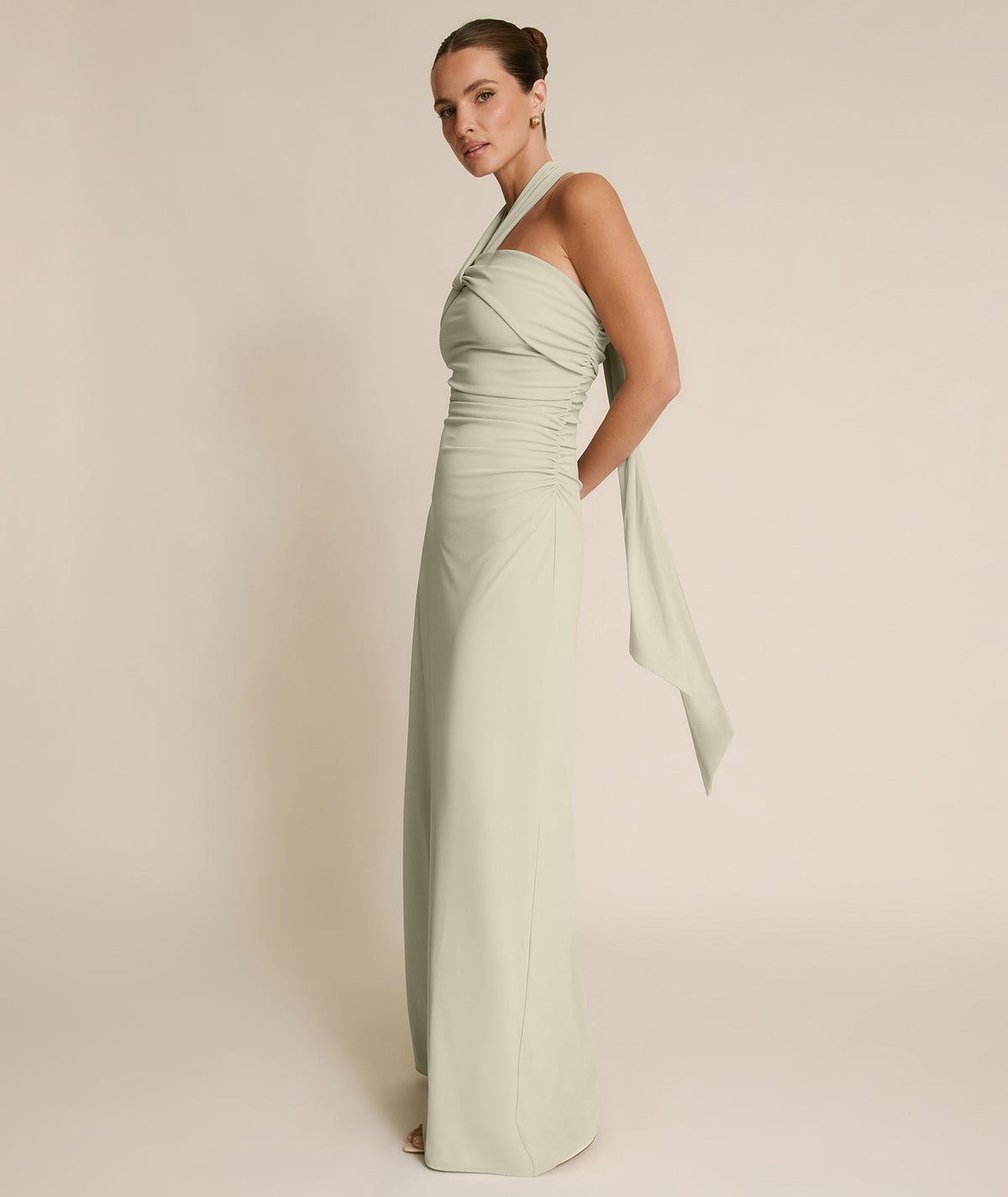Halter Neck Stretch Sculpt Bridesmaid Dress - Soft Sage