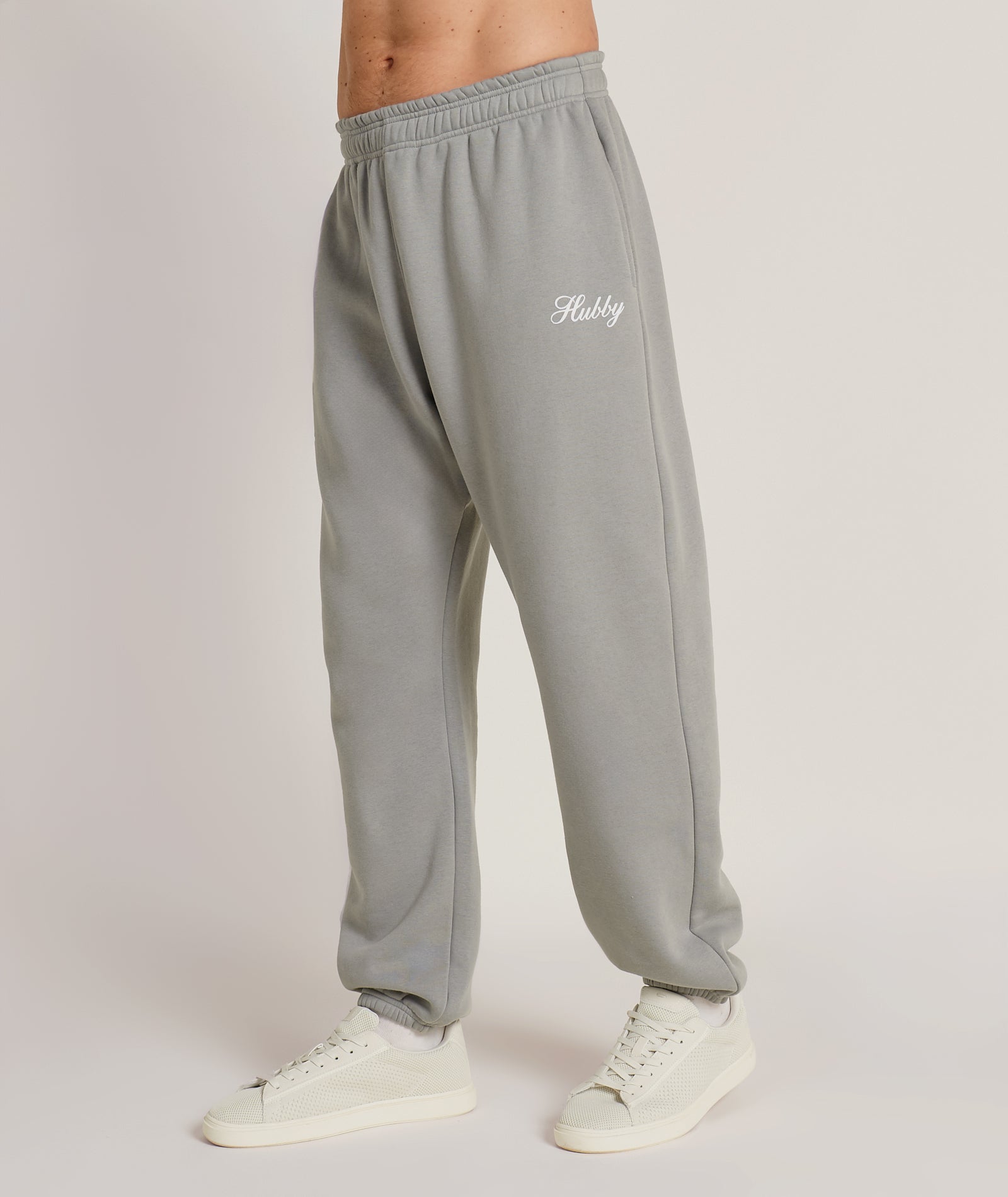 Hubby Graphic Cuffed Sweatpants - Grey M