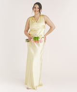 Drape Detail Satin Bridesmaid Dress - Butter Lemon