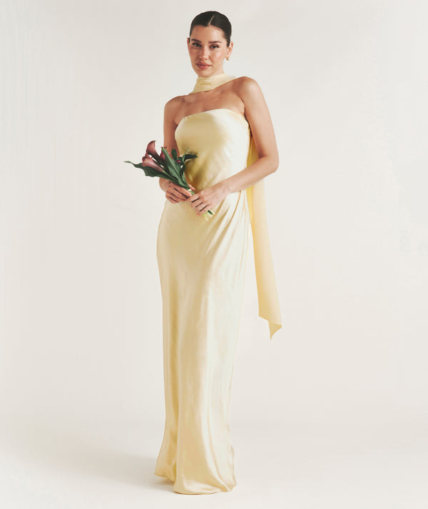 gold maternity bridesmaid dresses Azazie Verna