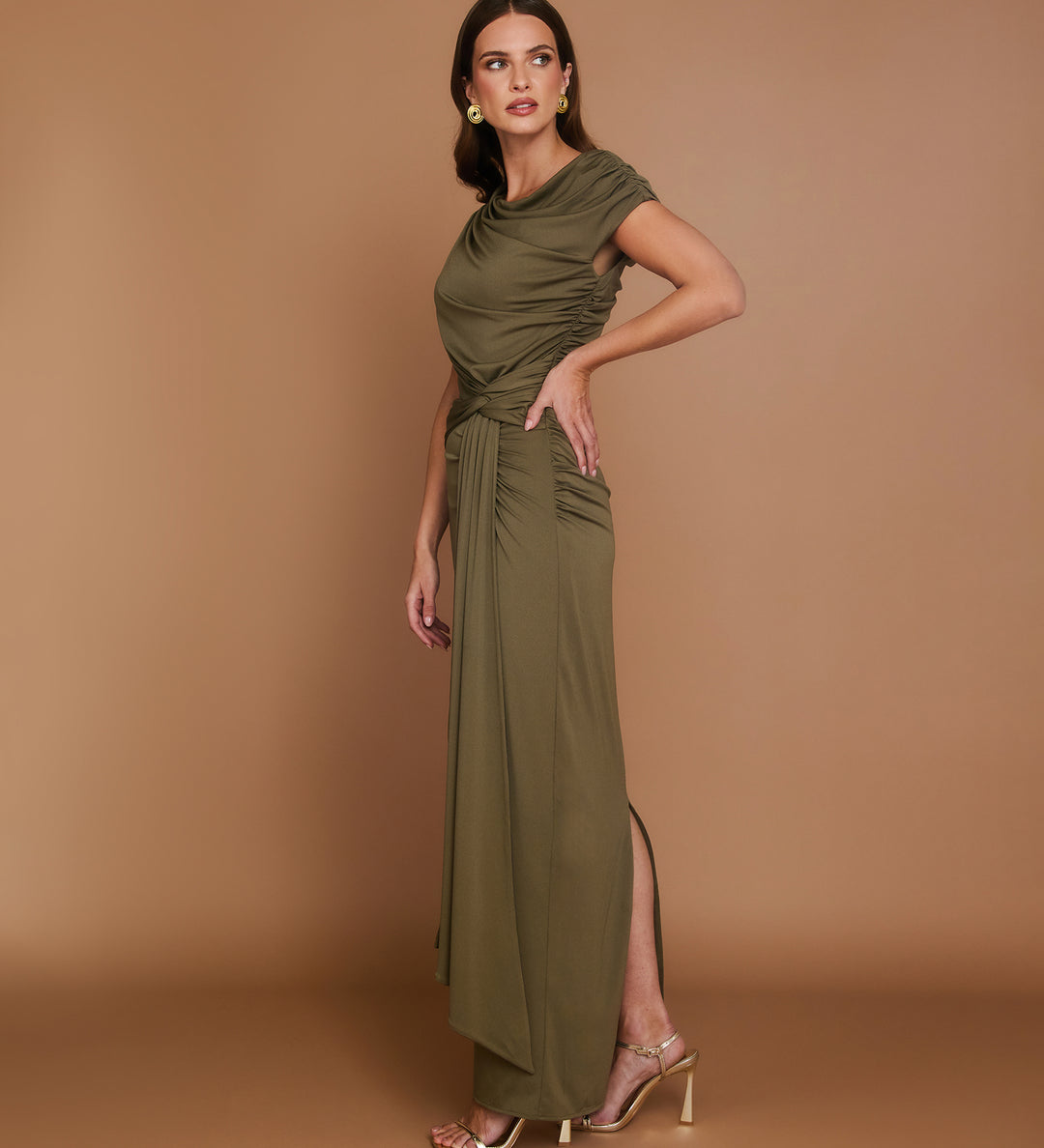 Knot Detail Maxi Dress - Green- Size US 18 Knot Detail Maxi Dress - Green- Size US 18