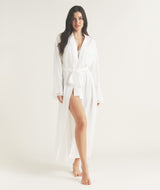 Satin Ruffle Cuff Maxi Robe - Ivory