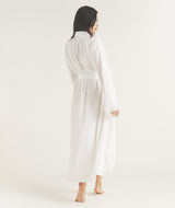 Satin Ruffle Cuff Maxi Robe - Ivory