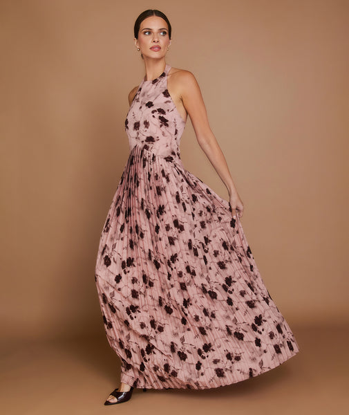 Floral Pleated Maxi Dress