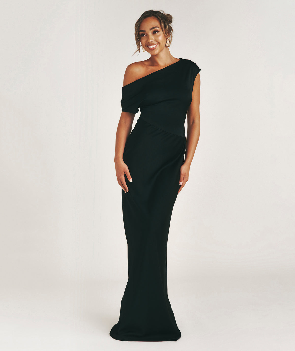 Flutter Sleeve Tie Back Satin Bridesmaid Dress