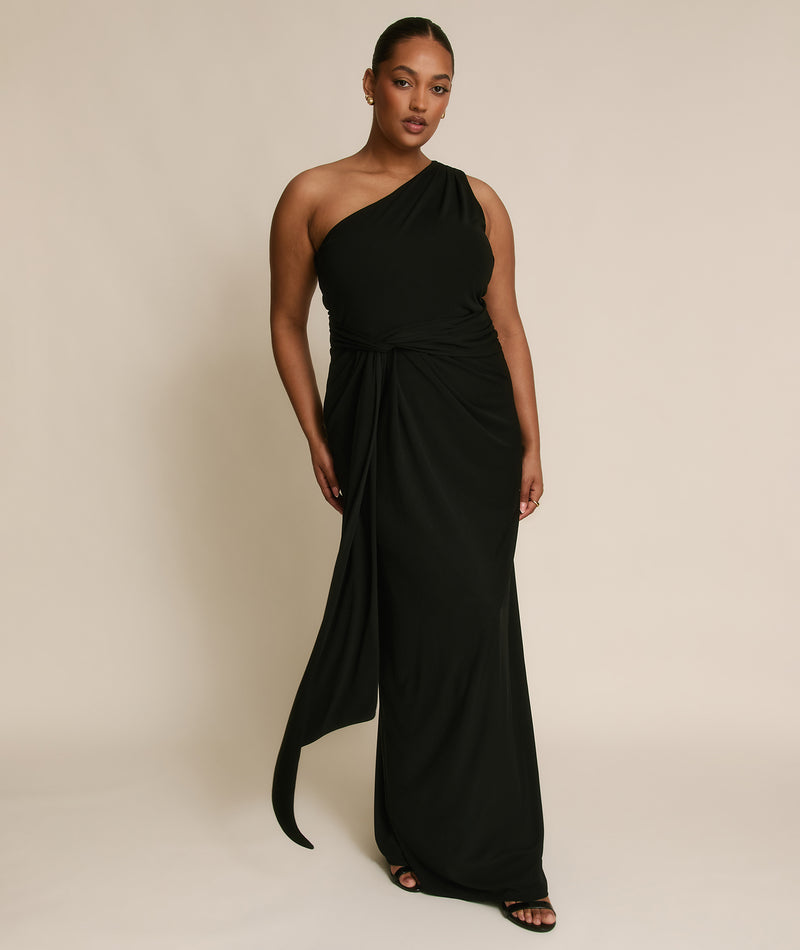 Six Stories Women's One Shoulder Drape Stretch Bridesmaid Dress