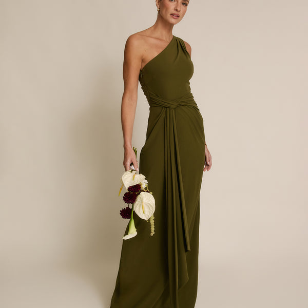 One Shoulder Stretch Sculpt Bridesmaid Dress