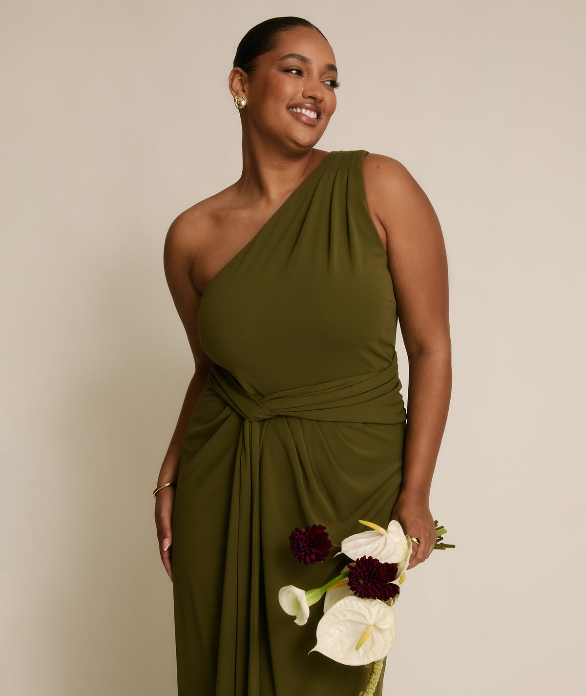 green emerald velvet dress Olive Green Mismatched Fashion Silk Satin Sheath With Slit Long Bridesmaid  Dresses, CB0307 main image 1