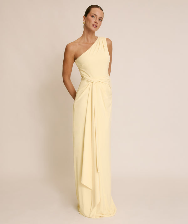 One Shoulder Stretch Sculpt Bridesmaid Dress - Lemon