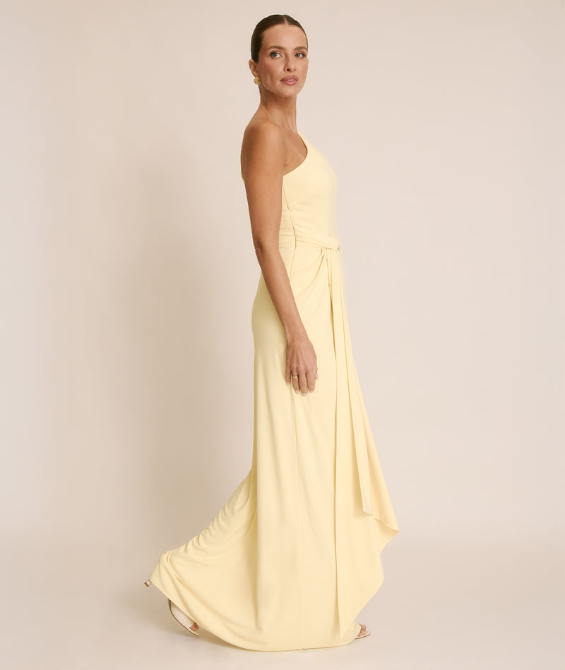 One Shoulder Stretch Sculpt Bridesmaid Dress - Lemon Six Stories One Shoulder Stretch Sculpt Bridesmaid Dress - Lemon Six Stories