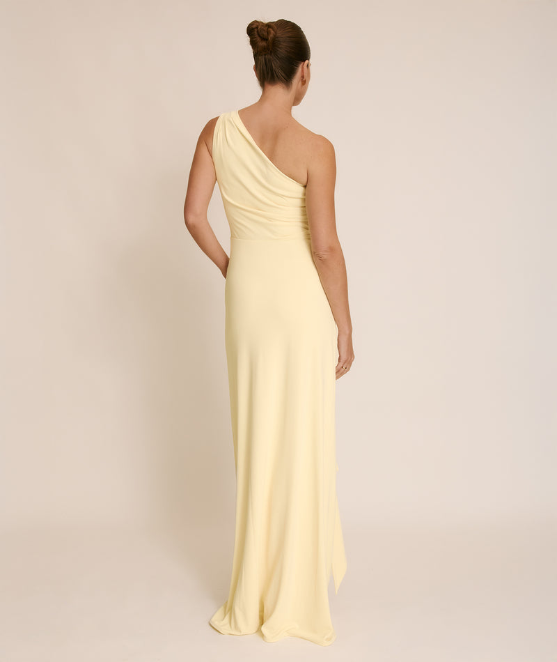 One Shoulder Stretch Sculpt Bridesmaid Dress - Lemon Six Stories One Shoulder Stretch Sculpt Bridesmaid Dress - Lemon Six Stories