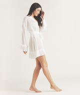 Pleated Ruffle Mini Robe - Ivory