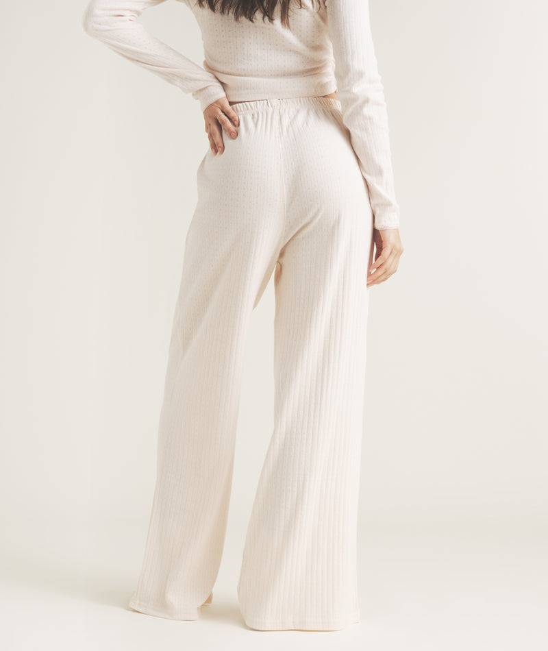 Pointelle Wide Leg Pajama Pants - Rosewater