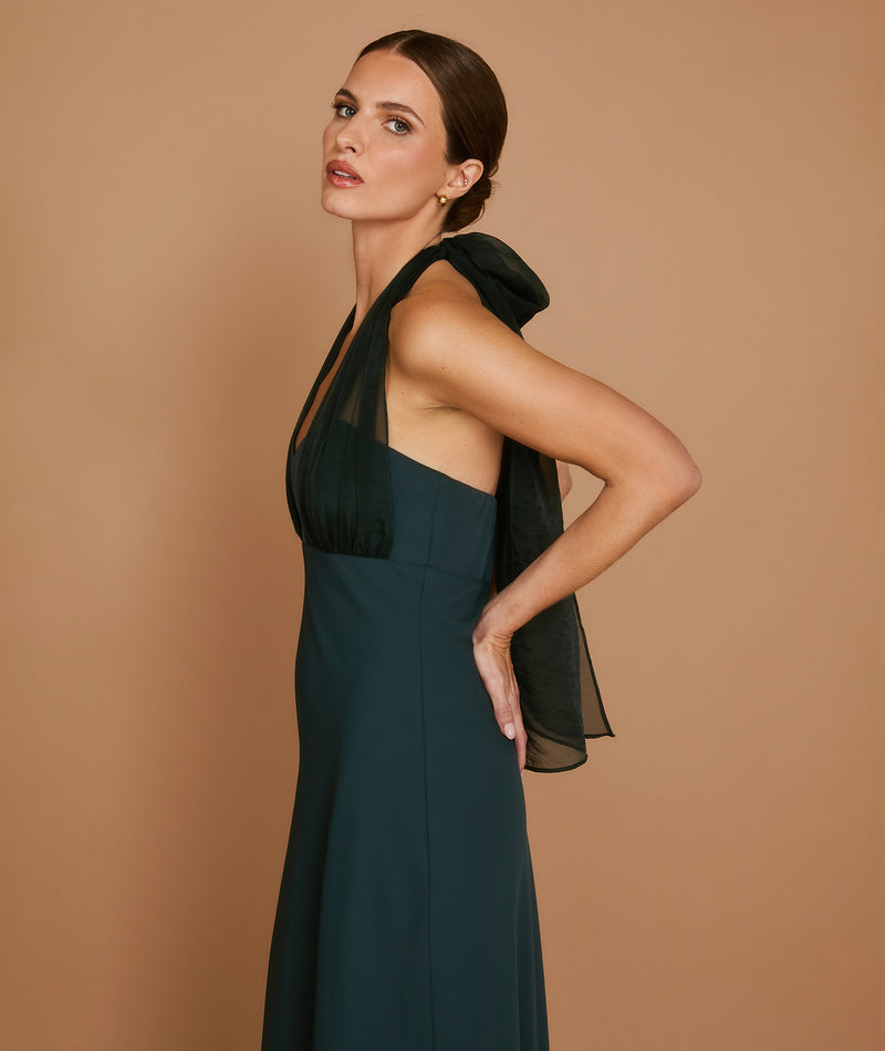 Organza Halter Neck Maxi Dress - Teal