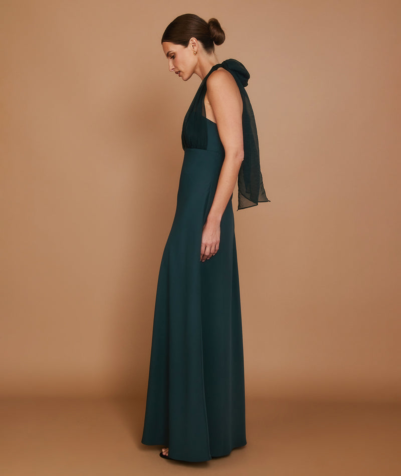 Organza Halter Neck Maxi Dress - Teal
