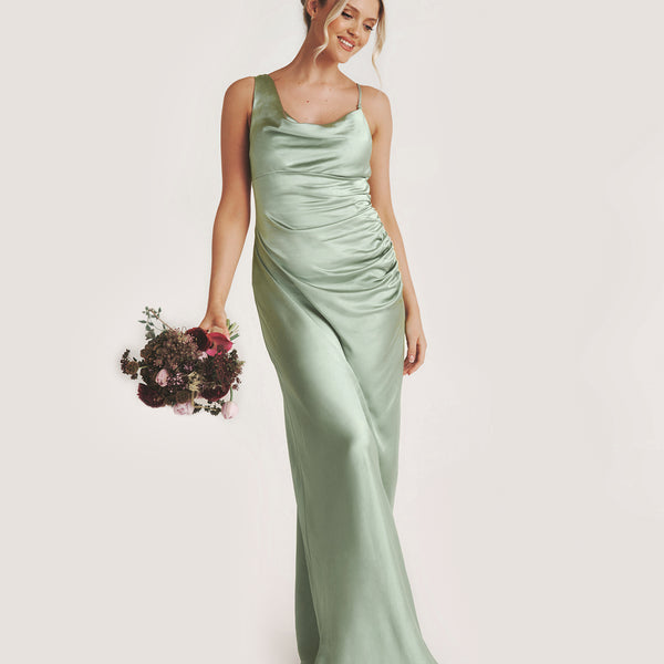 Six Stories Cowl Front Asymmetric Bridesmaid Dress
