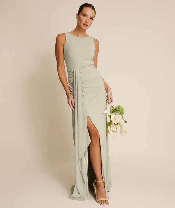 Drape Detail Stretch Sculpt Bridesmaid - Soft Sage