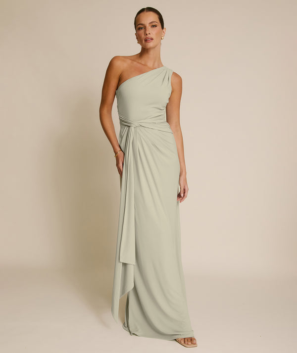 One Shoulder Stretch Sculpt Bridesmaid Dress - Soft Sage