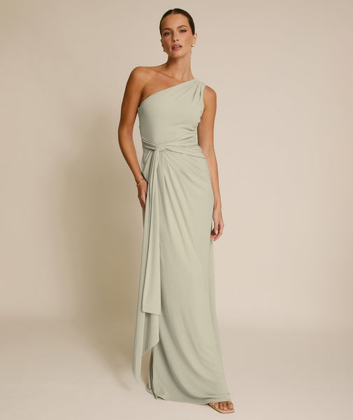 One Shoulder Stretch Sculpt Bridesmaid Dress - Soft Sage