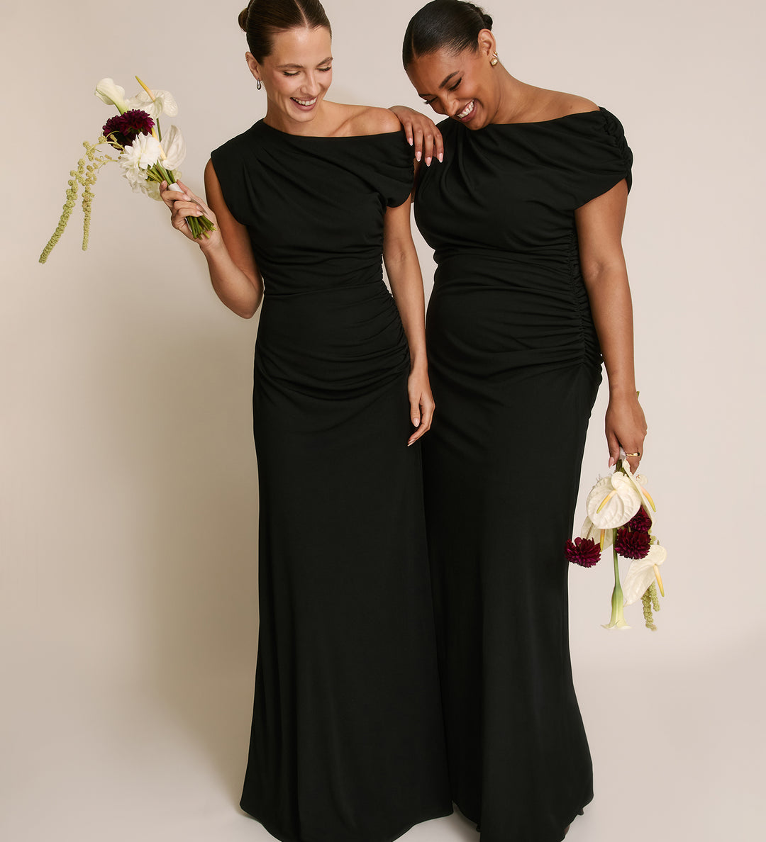 Six Stories Women's Slash Neck Draped Bridesmaid Dress - Black Six Stories Women's Slash Neck Draped Bridesmaid Dress - Black