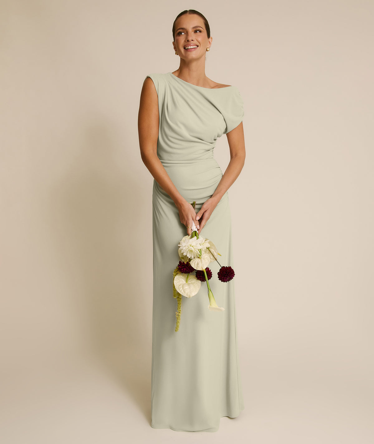 blue dress for baby girl Asymmetrical Satin Bridesmaid Dress
