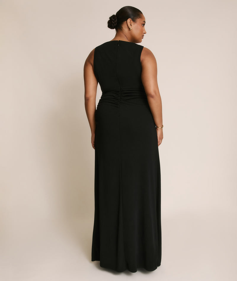 Drape Detail Stretch Sculpt Bridesmaid - Black