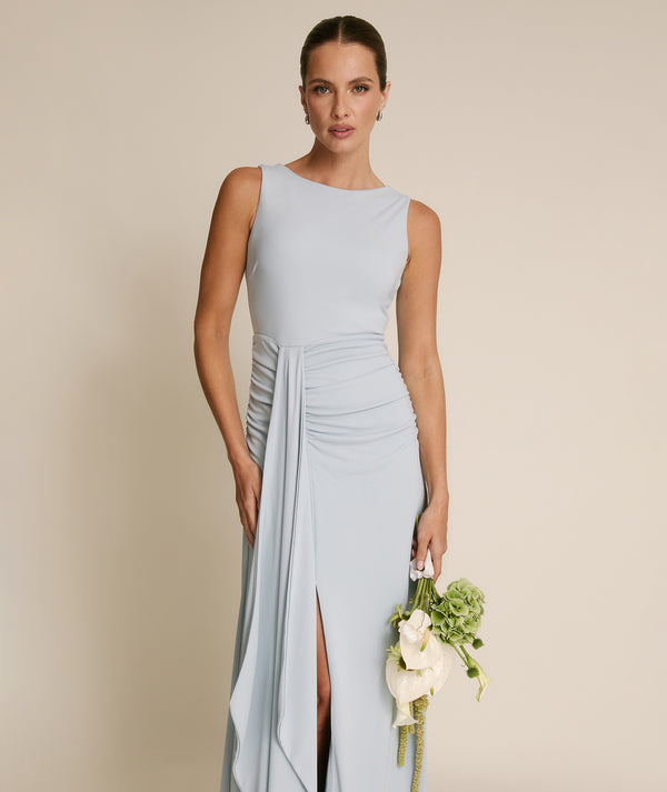 Drape Detail Stretch Sculpt Bridesmaid - Pale Blue