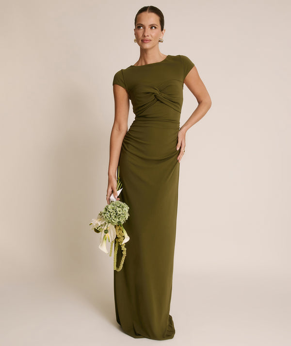 Twist Bust Stretch Sculpt Bridesmaid Dress - Fern Green