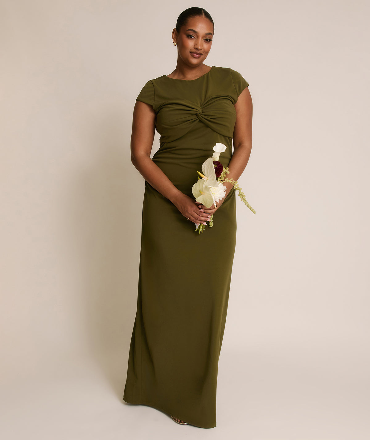 Twist Bust Stretch Sculpt Bridesmaid Dress - Fern Green