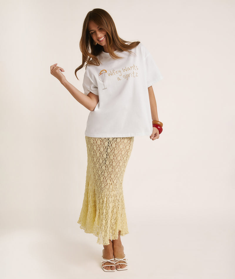 Wifey Wants a Spritz Beaded Tee - White