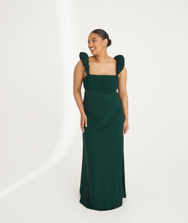 Bow One Shoulder Satin Bridesmaid Dress - Emerald | Six Stories | Sizes from 2-14 Bow One Shoulder Satin Bridesmaid Dress - Emerald | Six Stories | Sizes from 2-14