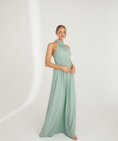 Halter Neck Chiffon Bridesmaid Dress