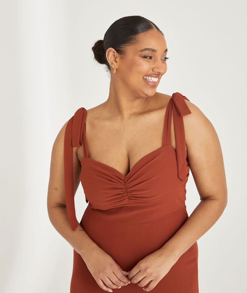 Bow Tie Chiffon Bridesmaid Dress - Rust- Size US 6 Bow Tie Chiffon Bridesmaid Dress - Rust- Size US 6