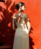 Bow Tie Chiffon Bridesmaid Dress - Butter Lemon