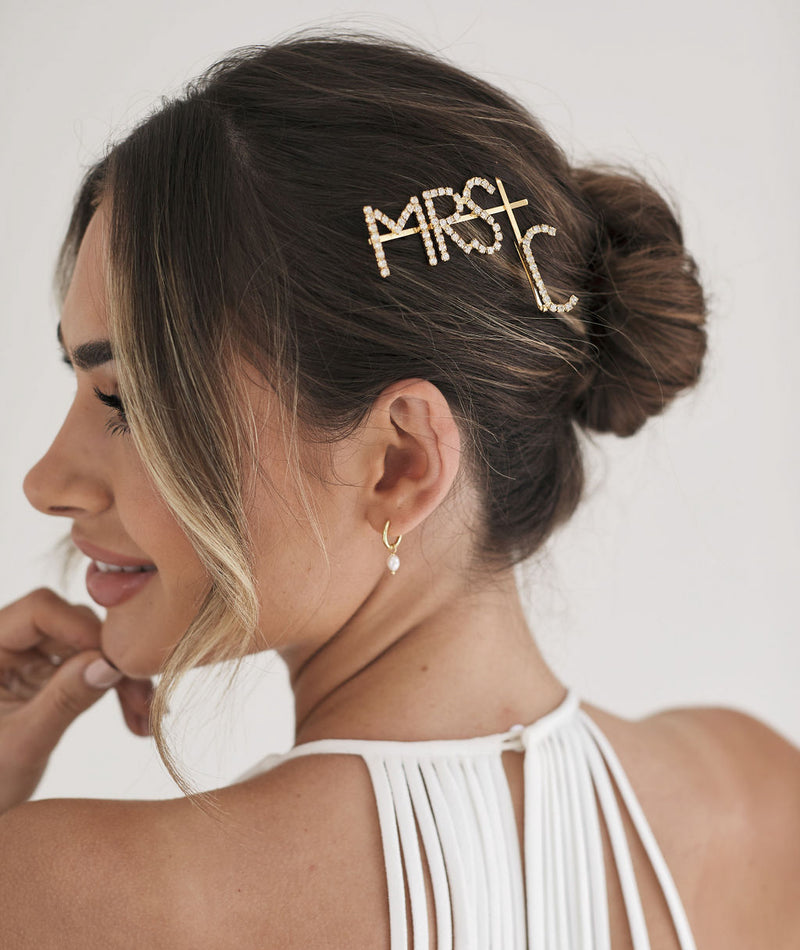 Personalised Mrs Hair Slide - Gold
