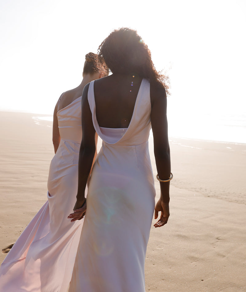 Cowl Back Satin Bridesmaid Dress