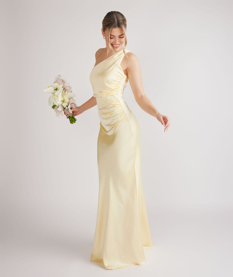 One Shoulder Satin Bridesmaid Dress
