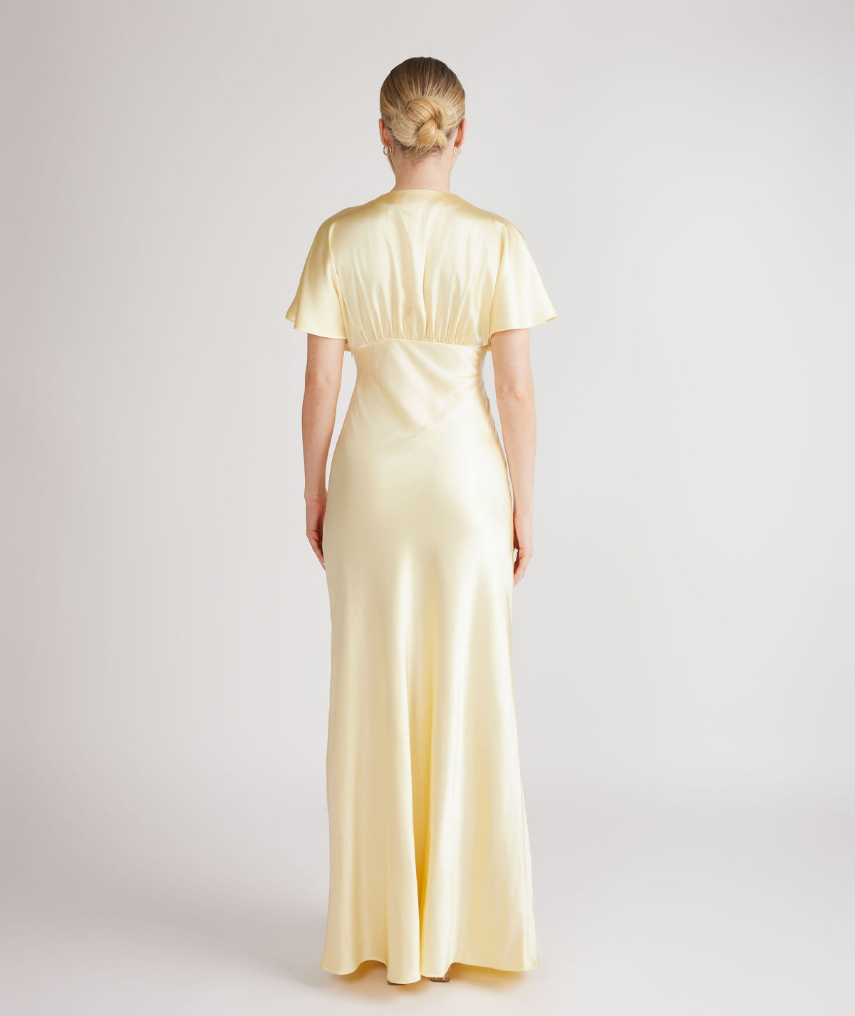 Plunge Batwing Satin Bridesmaid Dress - Butter Lemon