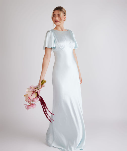 Gathered Bust Satin Bridesmaid Dress