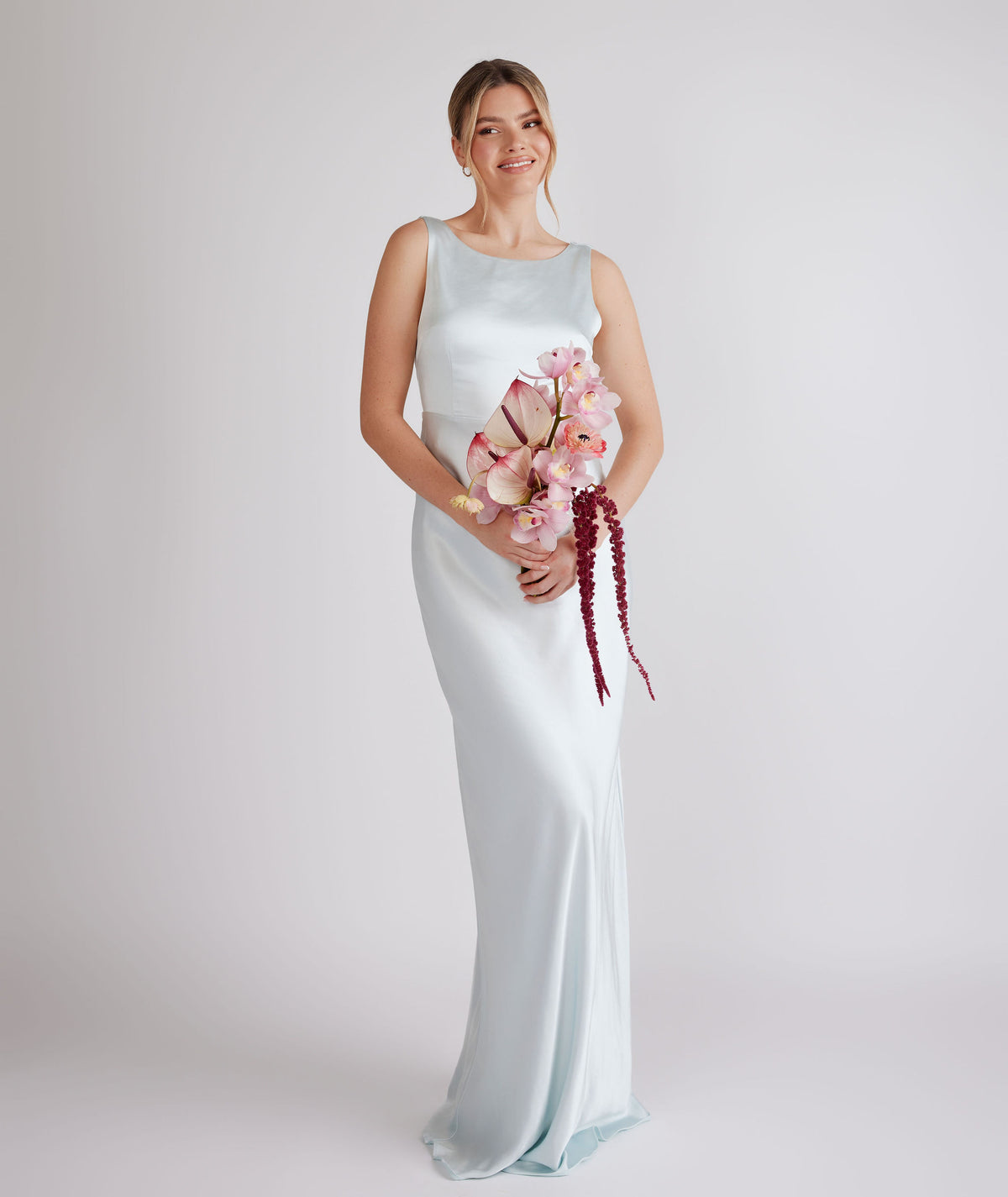 Gathered Bust Satin Bridesmaid Dress