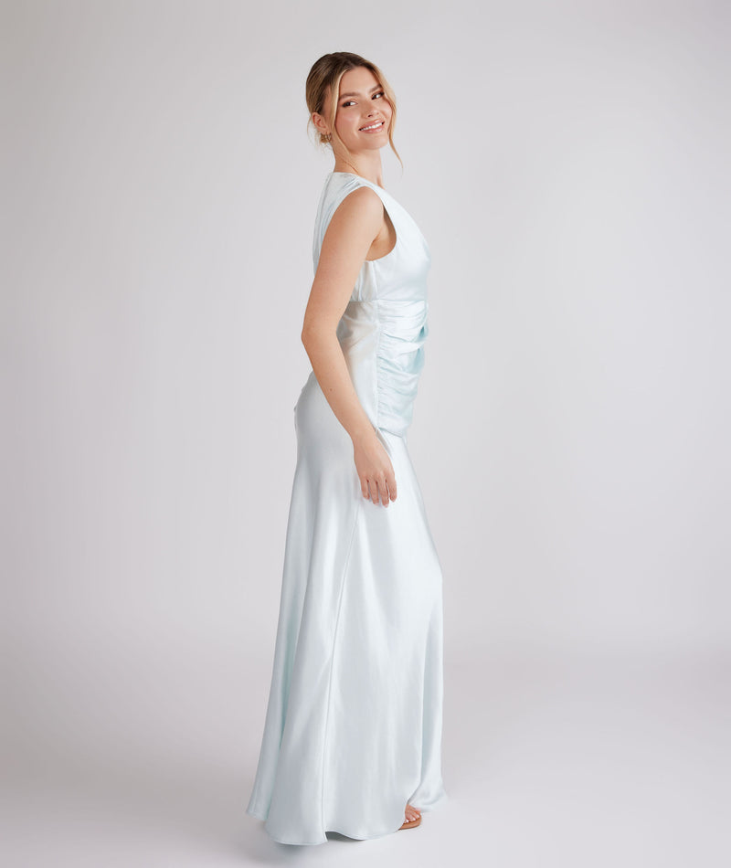 Drape Detail Satin Bridesmaid Dress