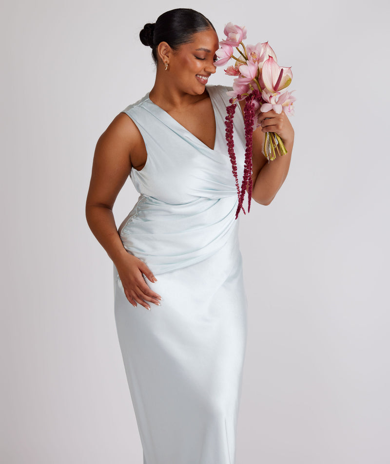Drape Detail Satin Bridesmaid Dress