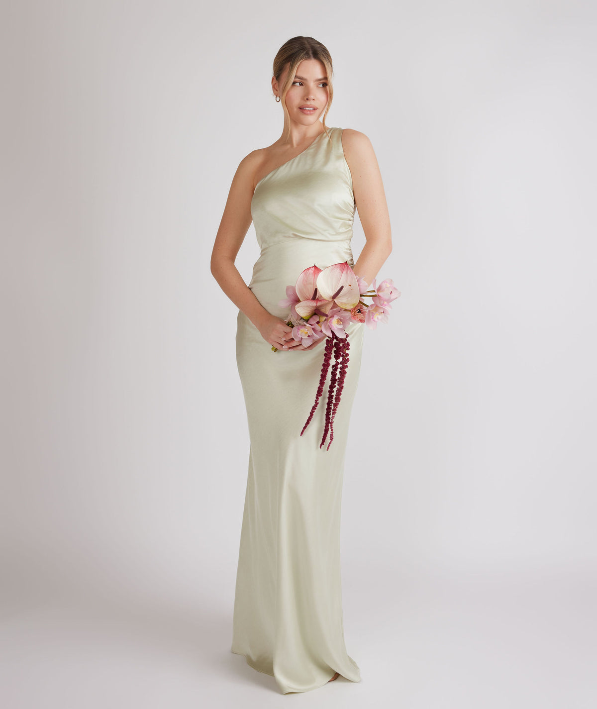 Cowl Back Satin Bridesmaid Dress